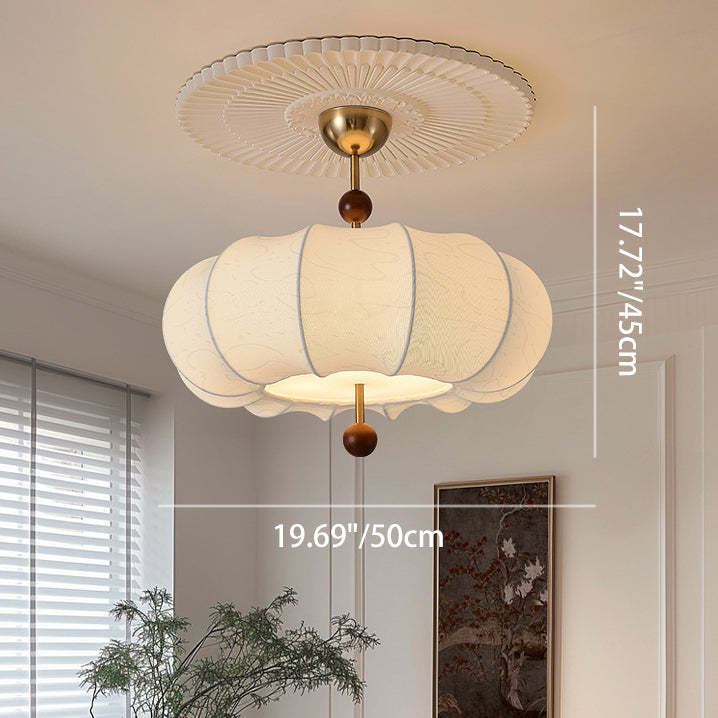 French Solid Wood Round 4-Light Ceiling Light