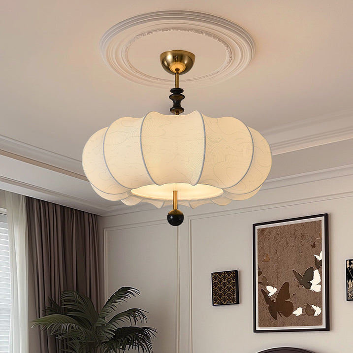 French Solid Wood Round 4-Light Ceiling Light