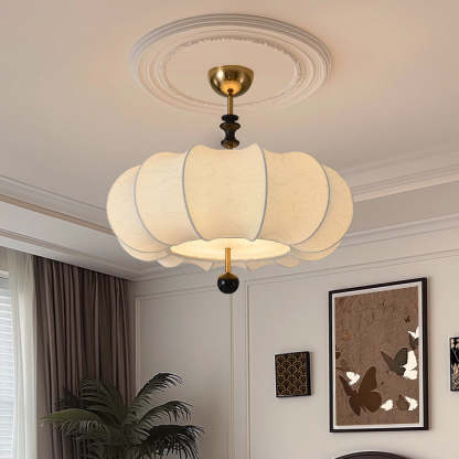 French Solid Wood Round 4-Light Ceiling Light