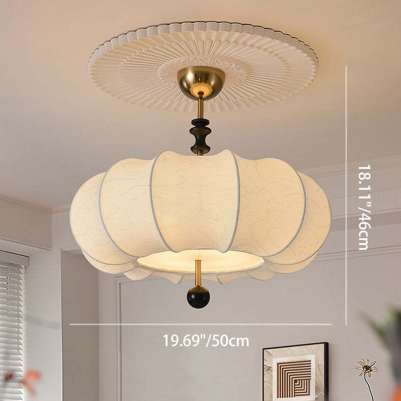 French Solid Wood Round 4-Light Ceiling Light