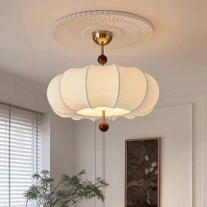 French Solid Wood Round 4-Light Ceiling Light