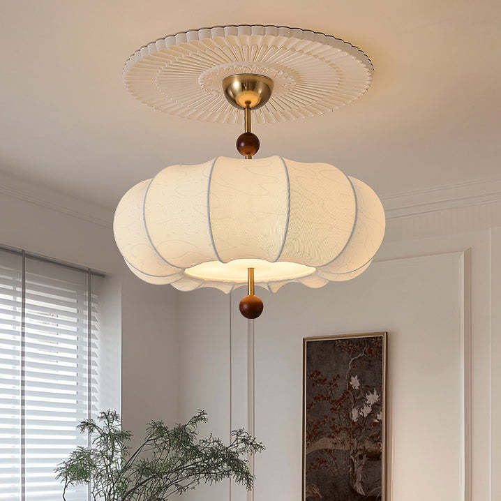 French Solid Wood Round 4-Light Ceiling Light