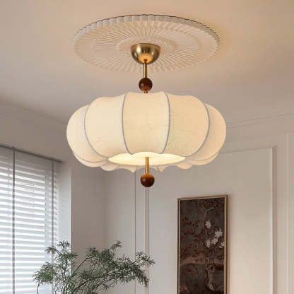 French Solid Wood Round 4-Light Ceiling Light