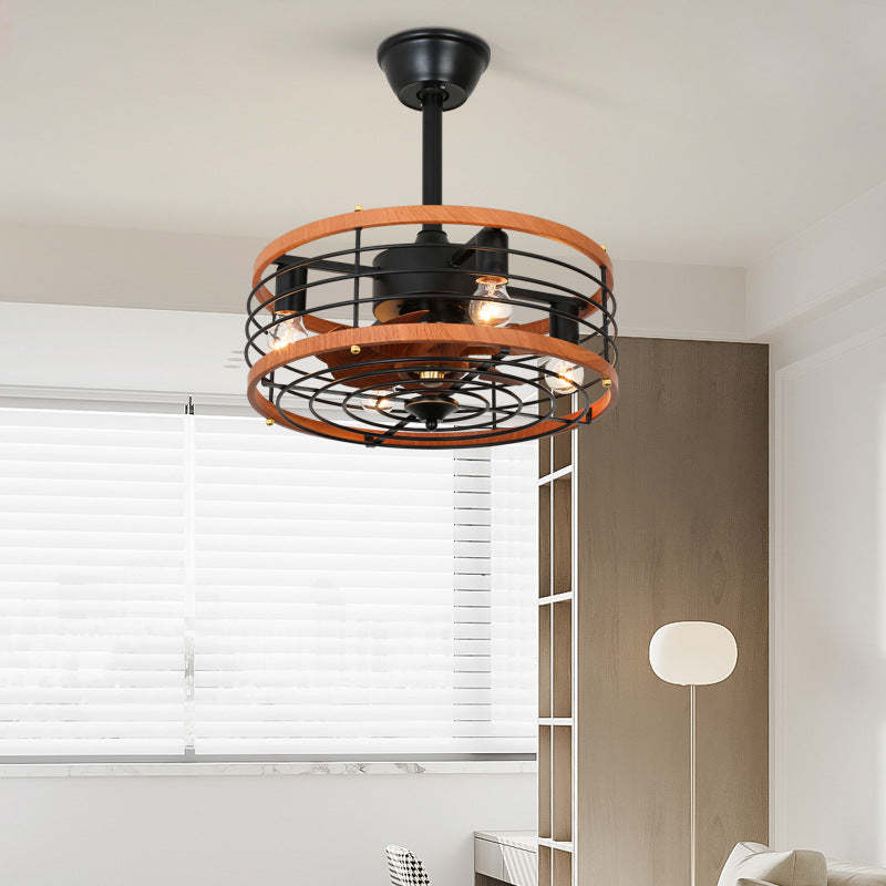 Farmhouse Iron Cylinder 4-Light Ceiling Fan Light