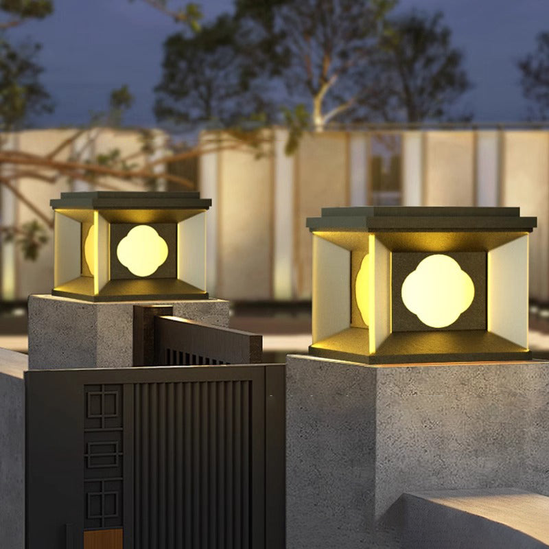 Minimalist black outdoor post lights in aluminum acrylic steel