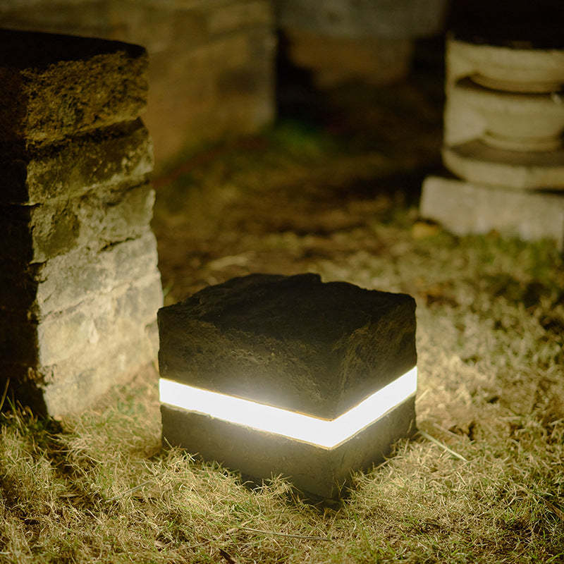 Contemporary Solar Resin Faux Outdoor Light