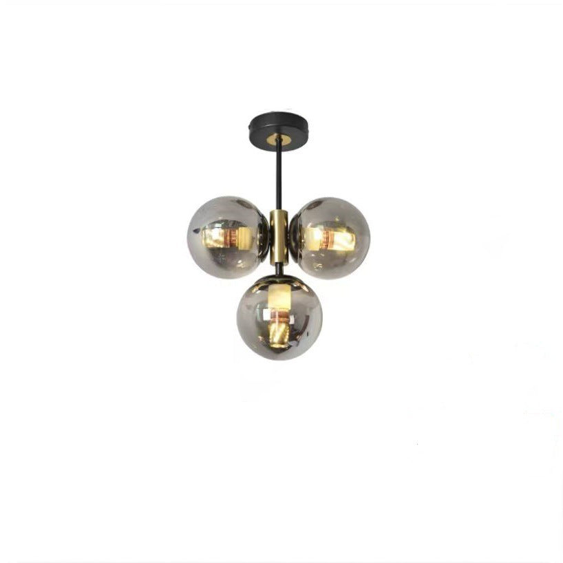 Modern Glass Ball Shade 3-Light Semi-Flush Ceiling Light