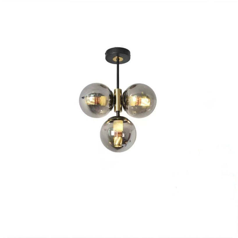 Modern Glass Ball Shade 3-Light Semi-Flush Ceiling Light