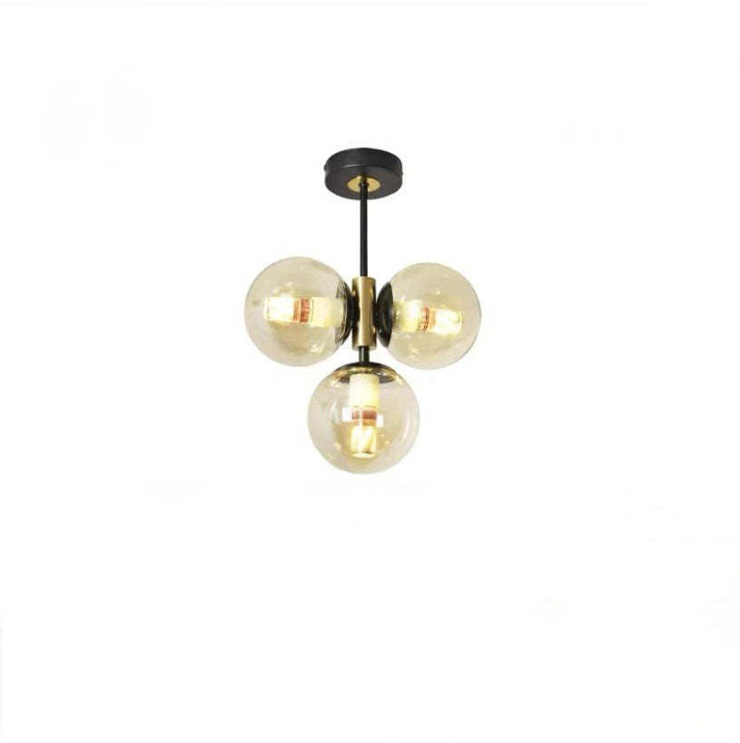 Modern Glass Ball Shade 3-Light Semi-Flush Ceiling Light
