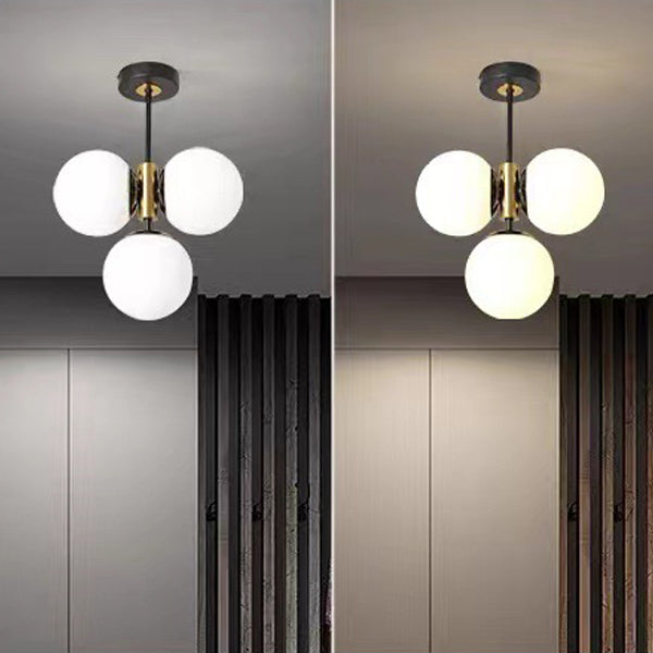 Modern Glass Ball Shade 3-Light Semi-Flush Ceiling Light — Clear / 220V-240V For UK/AU