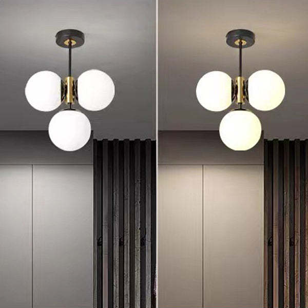Modern Glass Ball Shade 3-Light Semi-Flush Ceiling Light — Clear / 220V-240V For UK/AU