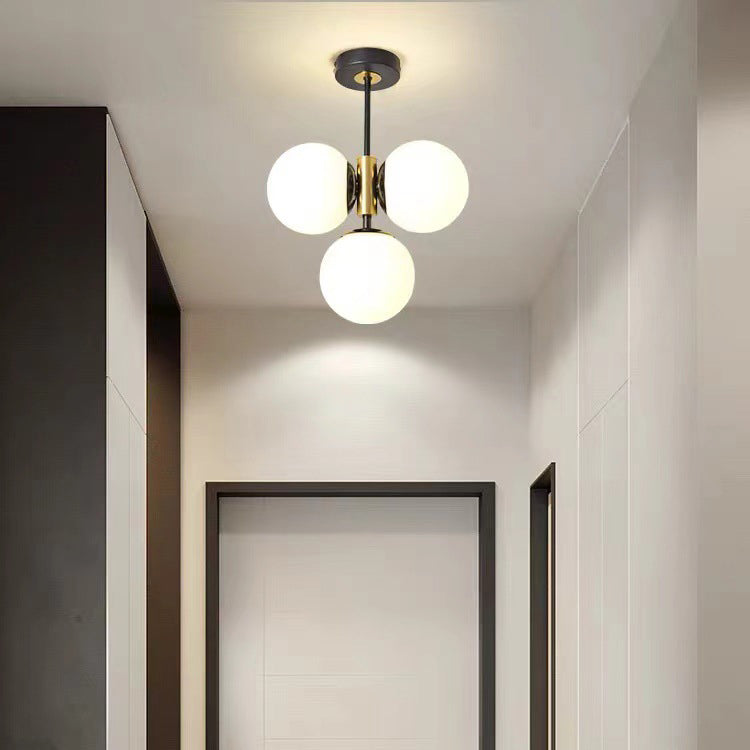 Modern Glass Ball Shade 3-Light Semi-Flush Ceiling Light — Smoke Gray / 220V-240V For UK/AU
