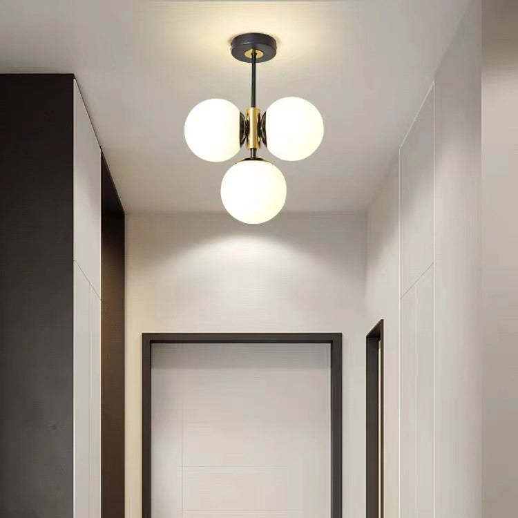 Modern Glass Ball Shade 3-Light Semi-Flush Ceiling Light — Smoke Gray / 220V-240V For UK/AU