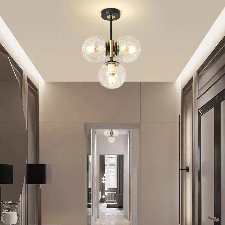 Modern Glass Ball Shade 3-Light Semi-Flush Ceiling Light — Smoke Gray / 110V-120V For US/CA