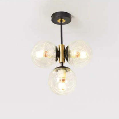 Modern Glass Ball Shade 3-Light Semi-Flush Ceiling Light