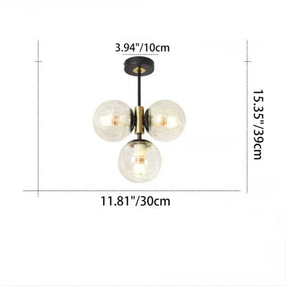 Modern Glass Ball Shade 3-Light Semi-Flush Ceiling Light — Cream White / 220V-240V For UK/AU