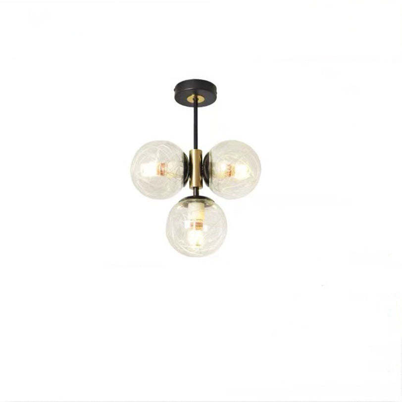 Modern Glass Ball Shade 3-Light Semi-Flush Ceiling Light