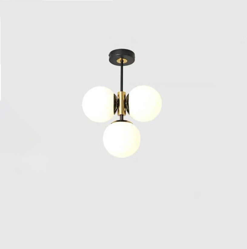 Modern Glass Ball Shade 3-Light Semi-Flush Ceiling Light