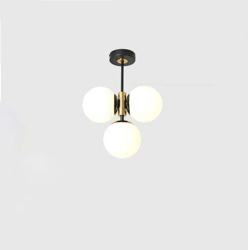 Modern Glass Ball Shade 3-Light Semi-Flush Ceiling Light