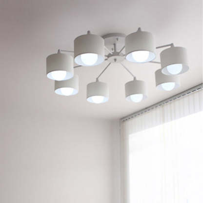 Scandinavian Iron Cylinder 8-Light Ceiling Light — Black / 220V-240V For UK/AU