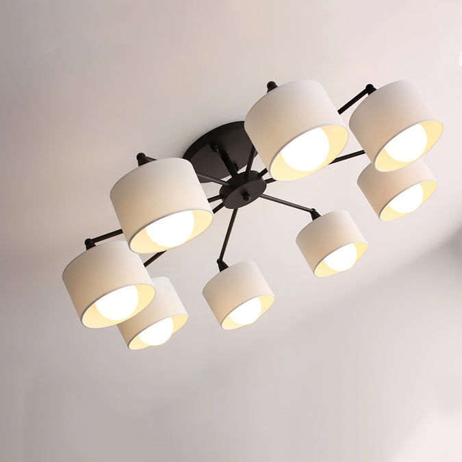 Scandinavian Iron Cylinder 8-Light Ceiling Light