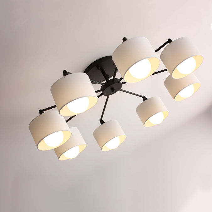 Scandinavian Iron Cylinder 8-Light Ceiling Light
