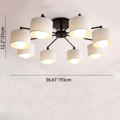 Scandinavian Iron Cylinder 8-Light Ceiling Light — White / 220V-240V For UK/AU