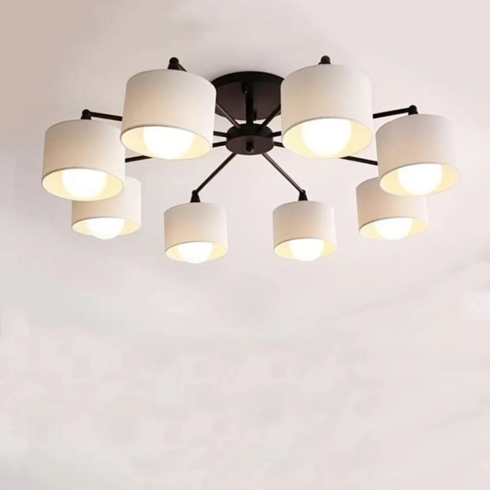 Scandinavian Iron Cylinder 8-Light Ceiling Light