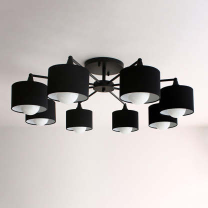 Scandinavian Iron Cylinder 8-Light Ceiling Light