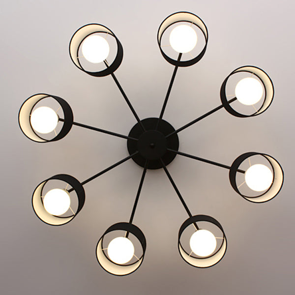 Scandinavian Iron Cylinder 8-Light Ceiling Light