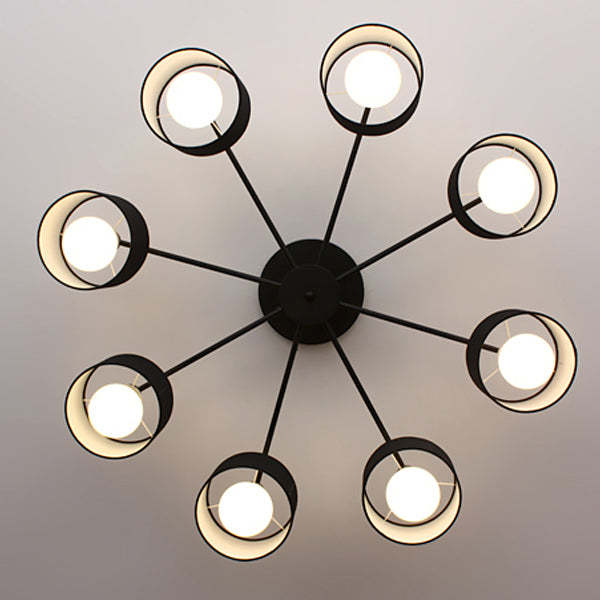 Scandinavian Iron Cylinder 8-Light Ceiling Light