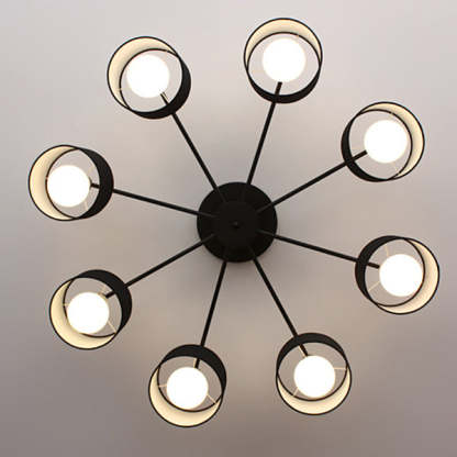 Scandinavian Iron Cylinder 8-Light Ceiling Light