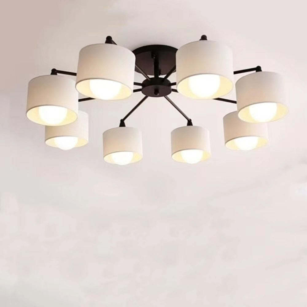 Scandinavian Iron Cylinder 8-Light Ceiling Light