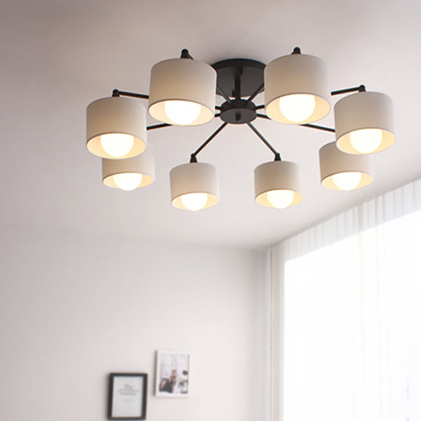 Scandinavian Iron Cylinder 8-Light Ceiling Light — Black / 110V-120V For US/CA