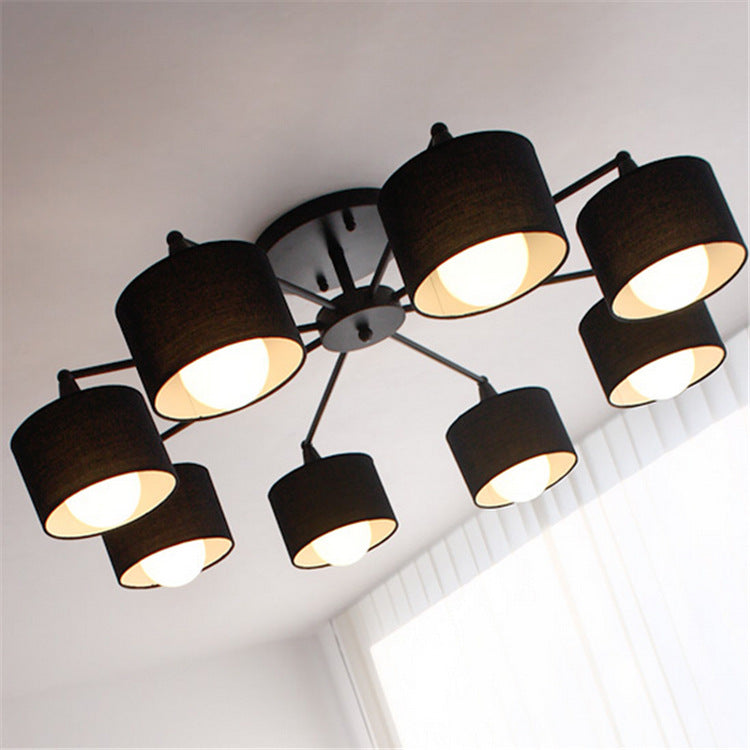 Scandinavian Iron Cylinder 8-Light Ceiling Light