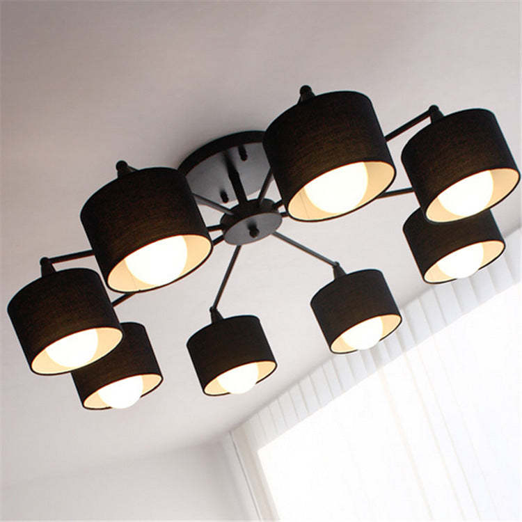 Scandinavian Iron Cylinder 8-Light Ceiling Light