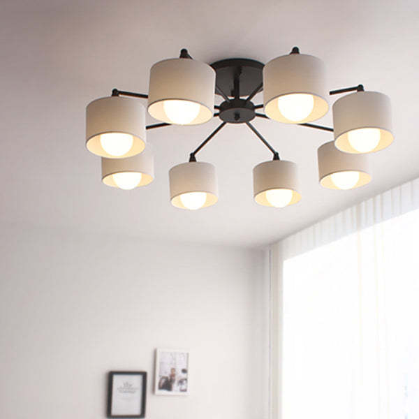 Scandinavian Iron Cylinder 8-Light Ceiling Light — Black / 110V-120V For US/CA