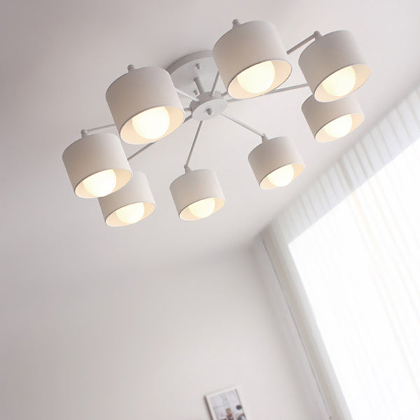 Scandinavian Iron Cylinder 8-Light Ceiling Light