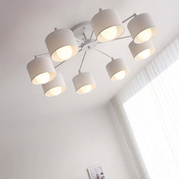 Scandinavian Iron Cylinder 8-Light Ceiling Light
