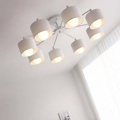 Scandinavian Iron Cylinder 8-Light Ceiling Light