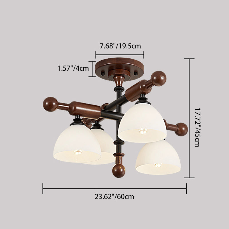 French Solid Wood Round 4/6-Light Ceiling Light — 4 / B / 110V-120V For US/CA