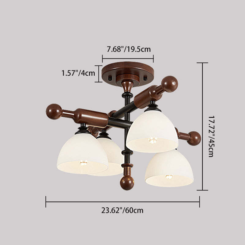 French Solid Wood Round 4/6-Light Ceiling Light — 4 / B / 110V-120V For US/CA