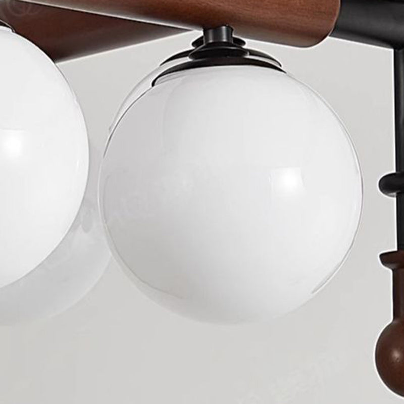 French Solid Wood Round 4/6-Light Ceiling Light — 6 / A / 110V-120V For US/CA