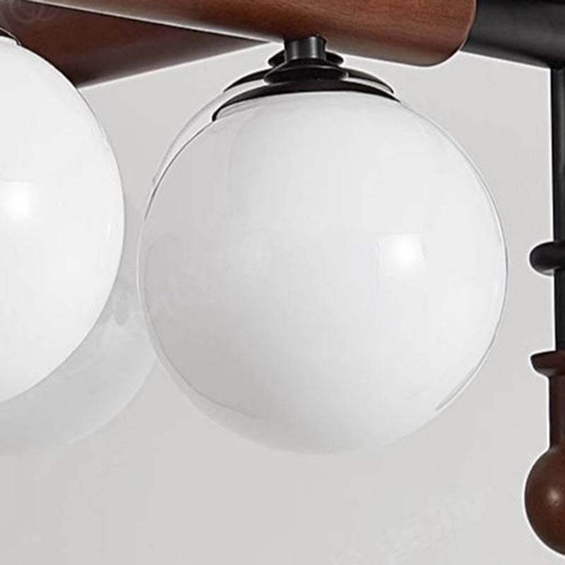 French Solid Wood Round 4/6-Light Ceiling Light — 6 / A / 110V-120V For US/CA