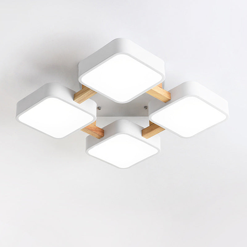 Scandinavian Macaron Wood Square Ceiling Light