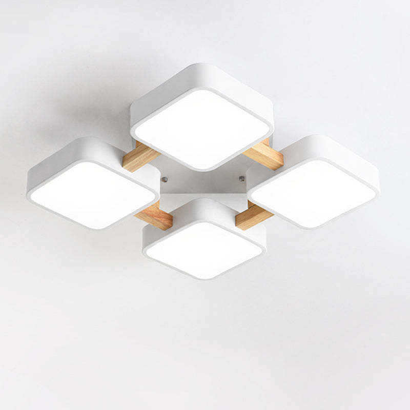 Scandinavian Macaron Wood Square Ceiling Light