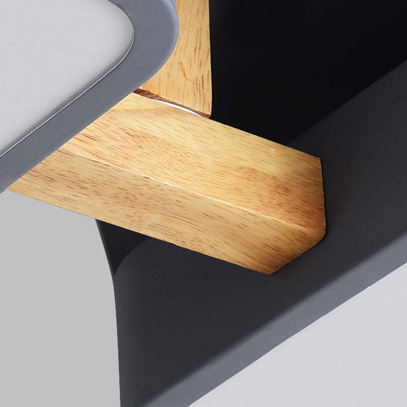 Scandinavian Macaron Wood Square Ceiling Light — 5 - Gray / 110V-120V For US/CA / Infinitely Dimmable