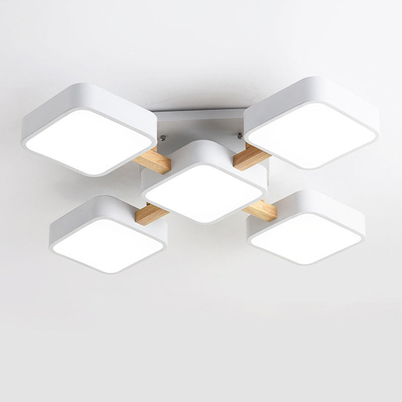 Scandinavian Macaron Wood Square Ceiling Light