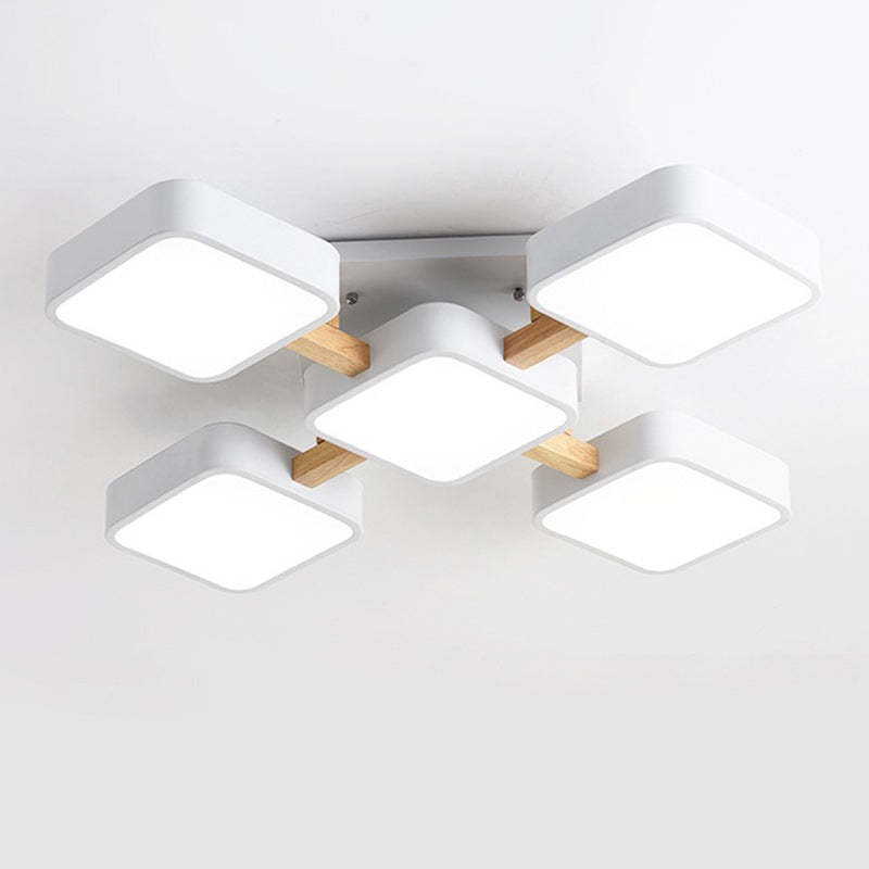 Scandinavian Macaron Wood Square Ceiling Light