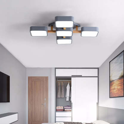 Scandinavian Macaron Wood Square Ceiling Light